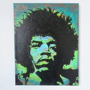 Original Acrylic Jimi Hendrix Portrait Painting on Canvas, 11" x 14" Signed 2012